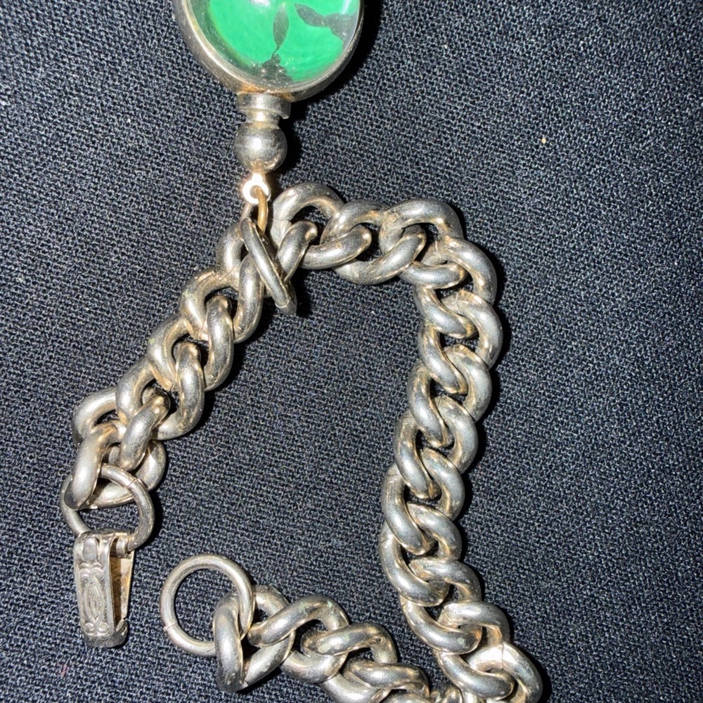 Irish 4 leaf clover 🍀 Silver tone Chain Bracelet Mustard Seed Pendant charm